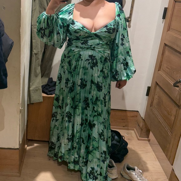 Acler Larimer Dress Green Floral Printed Gown Anthropologie Size 12 Large - Picture 2 of 8